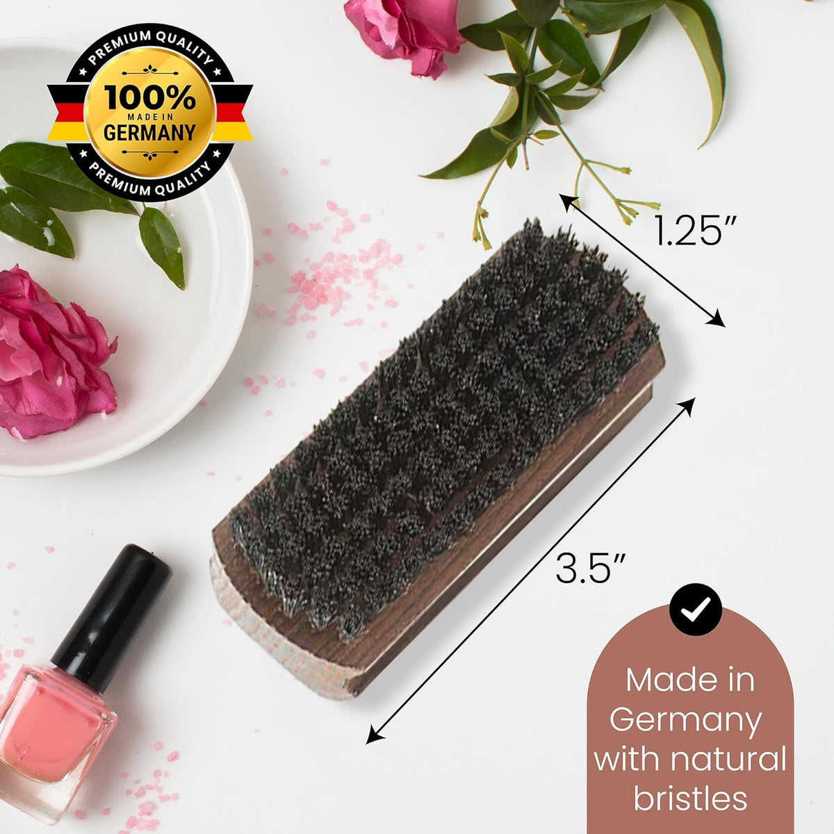 The Thermo Beech Wood Black Bristle Hand And Nail Brush