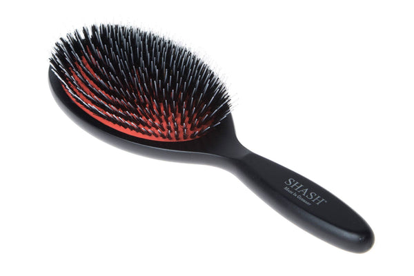 Made in Germany - Shash Nylon Boar Bristle Brush Suitable for Normal to Thick Hair - Gently Detangles, No Pulling or Split Ends - Softens and Improves